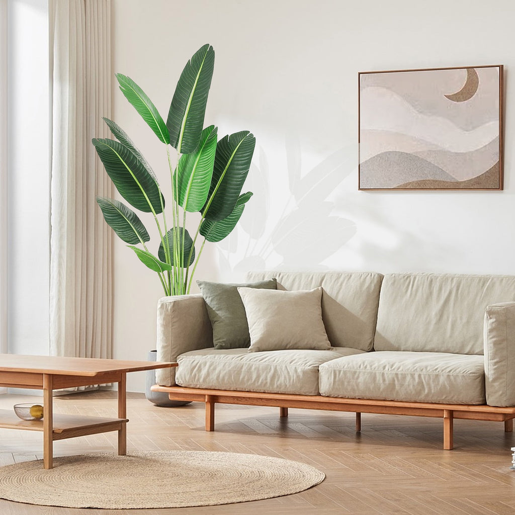 LINBONIO 5 Feet Bird of Paradise Artificial Plant, Artificial Plants Indoor, Fake Plant for Home Office Wedding Decor, Black Flowerpot