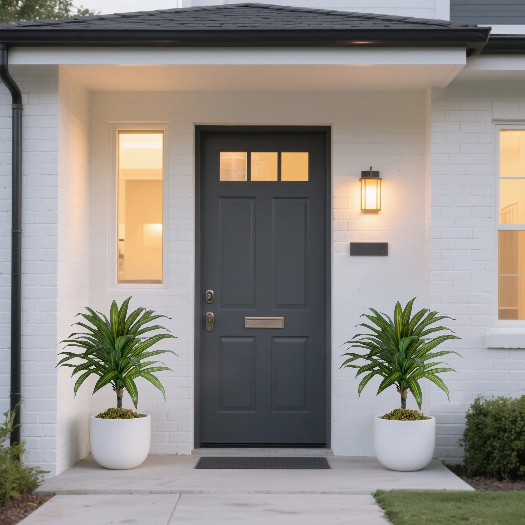 OLIVIVI Artificial Dracaena Tree 3.5FT Tall Faux Silk Plant for Home Office Decor Indoor Outdoor Fake Lifelike Potted Plant with Wood Branches 1 pack