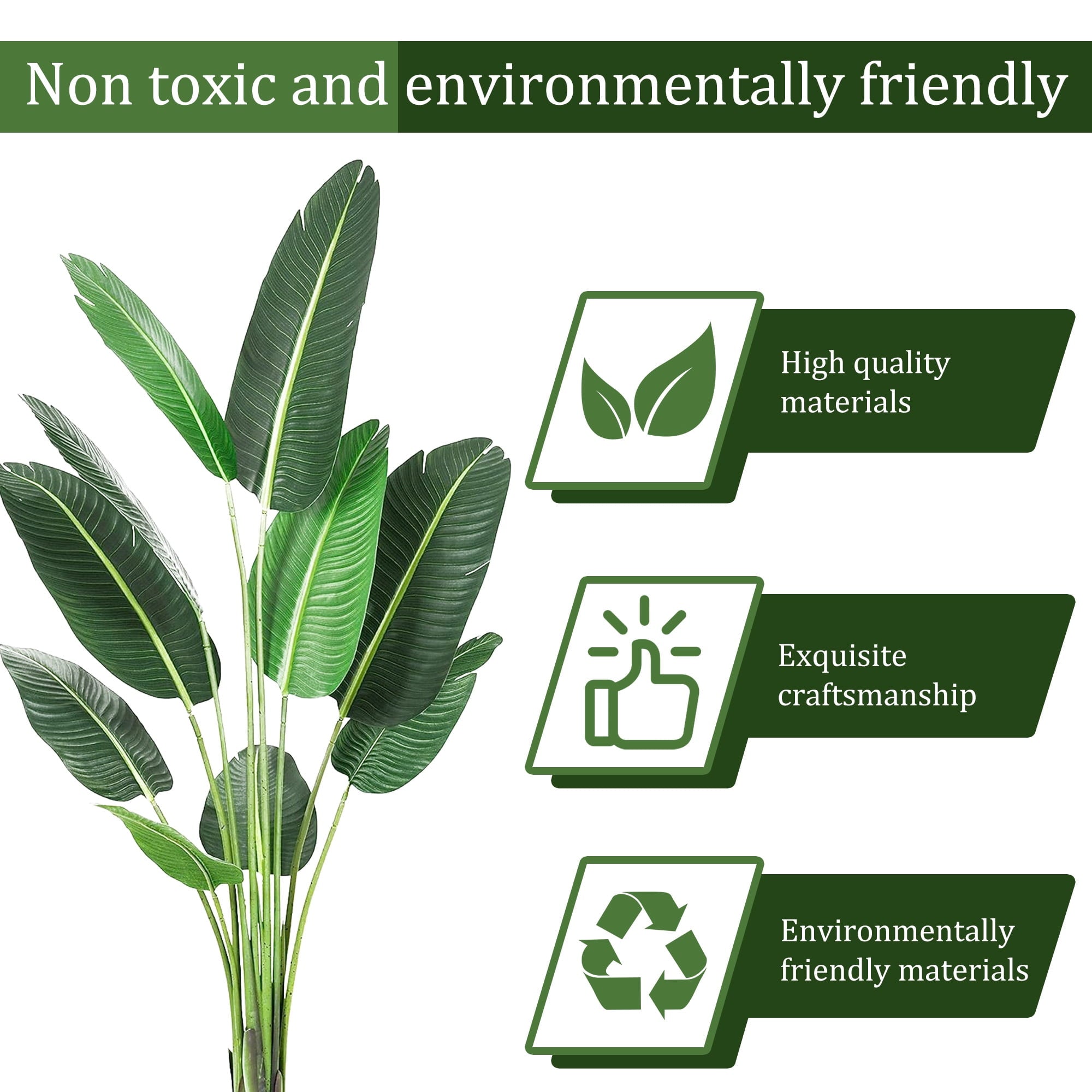 LINBONIO 5 Feet Bird of Paradise Artificial Plant, Artificial Plants Indoor, Fake Plant for Home Office Wedding Decor, Black Flowerpot