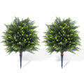 YUSS 21 inch Artificial Cypress Topiary Plants 2 Pack, Faux Cedar Bushes with Ground Spike UV Resistant, Outdoor Fake Shrubs for Front Porch Decor