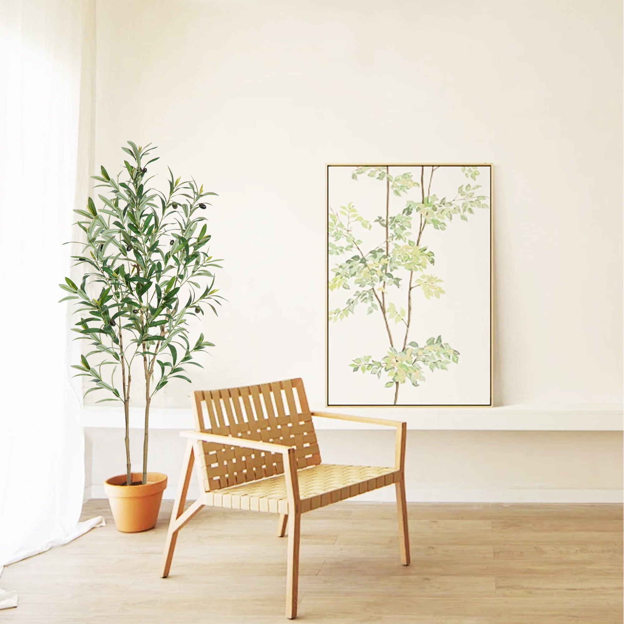 5ft Artificial Olive Tree with Natural Wood Trunk and Lifelike Fruits,Faux Olive Plants for Home Office Decor Indoor Artificial Olive Tree